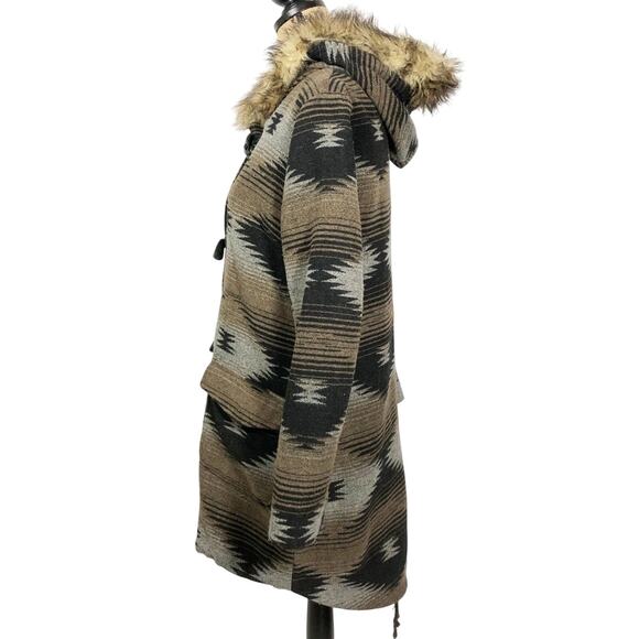 BB Dakota Toggle Coat Southwestern Aztec Hooded Jacket Wool Blend Women’s Med. - Picture 11 of 11